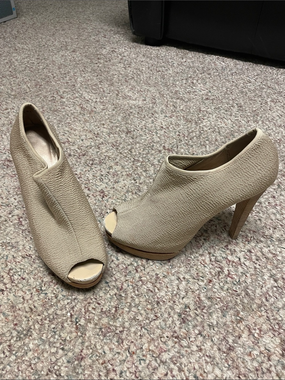 Stuart weitzman tan Peep-Toe High Heel bandage elastic Booties